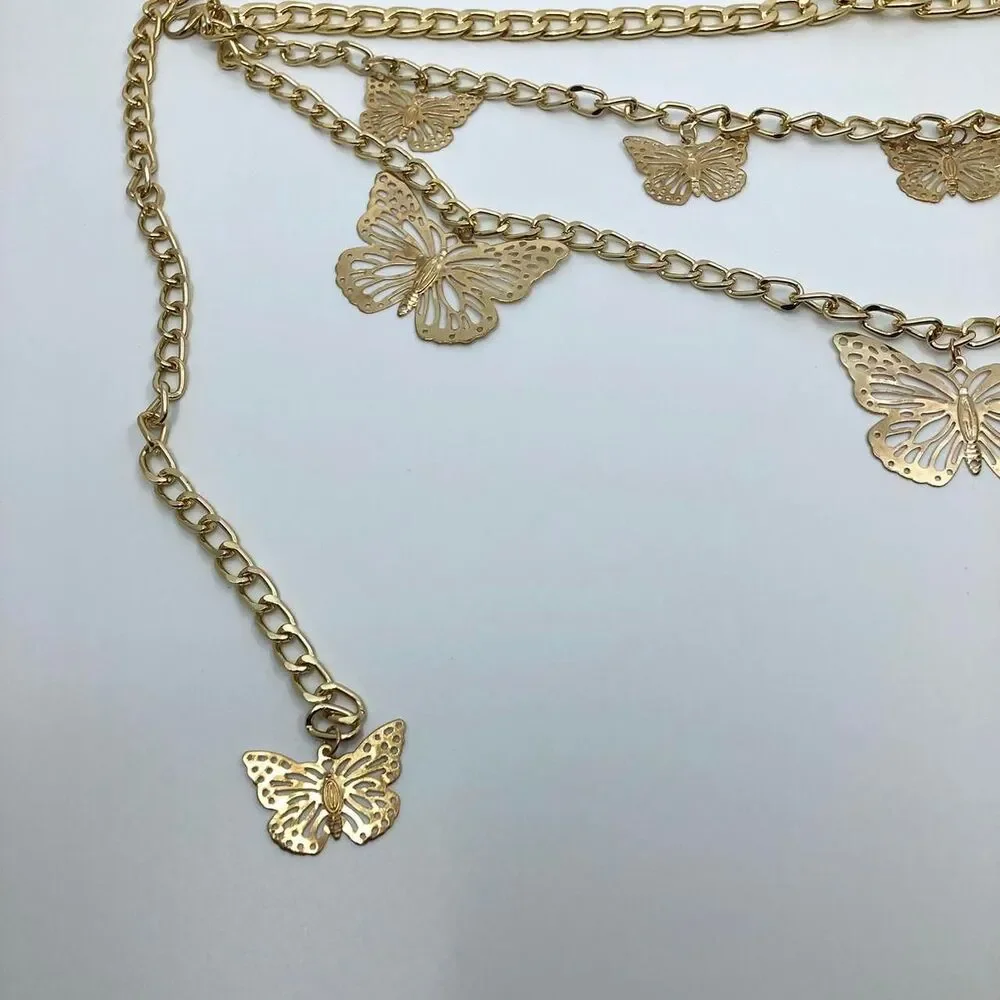 Women's Gold Butterfly Waist Chain Belt, 39.5 Inches, X7G9A1008